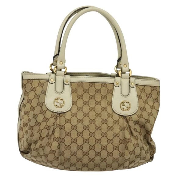 GUCCI GG Canvas Tote Bag Beige Gold 269953 Auth BA4969 - Picture 4 of 16